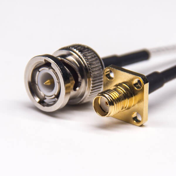 BNC公头直式转SMA四孔法兰母头直式接RG316线